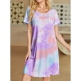 thumbnail image 2 of Avidlove Bamboo Viscose Nightgowns for Women Ruffled Short Sleeve Sleepshirts Tie Dye Pajamas Dress with Chest Pocekts S-3XL, 2 of 6