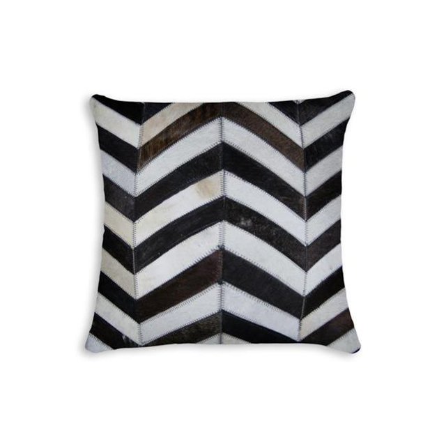 Coussin en Cuir de Vachette 18 x 18 Po - Chocolat & Naturel