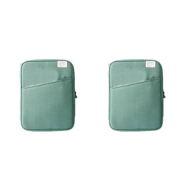 pitrice 1/2/3 Tablet Sleeve Bag Laptop Pouch Multi Pockets Computer Notebook Keyboard Storage Charging Cable Organizer Office Travel Green 11inch 2PCS
