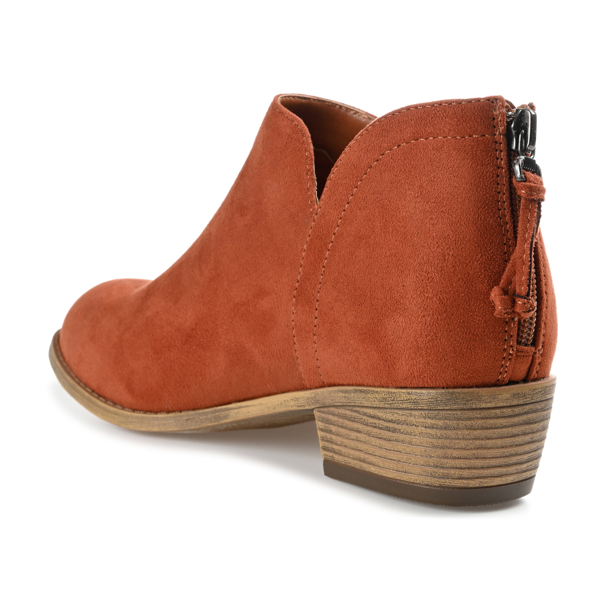 Journee Womens Livvy Back Heel Zip Stacked Heel Booties, Widths Available