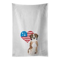 Carolines Treasures WDK4071WTKT 28 x 19 in. Unisex Australian Shepherd Red Tricolor No.1 Patriotic White Dish Towels Kitchen Towel - Set of 2