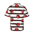 thumbnail image 3 of Haiem Ladybugs on Black and White Striped1 Printed Hawaiian Shirt for Men - Men’s Casual Beach Summer Shirts - Stretch Fabric with Modern Fit-X-Large, 3 of 9
