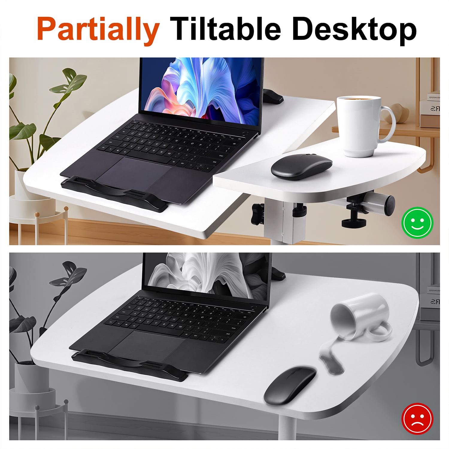 FOUKUS Mobile Compact Standing Desk: Height Adjustable Rolling Laptop Desk, Portable Laptop Stand 27.7" x 15.6" - White