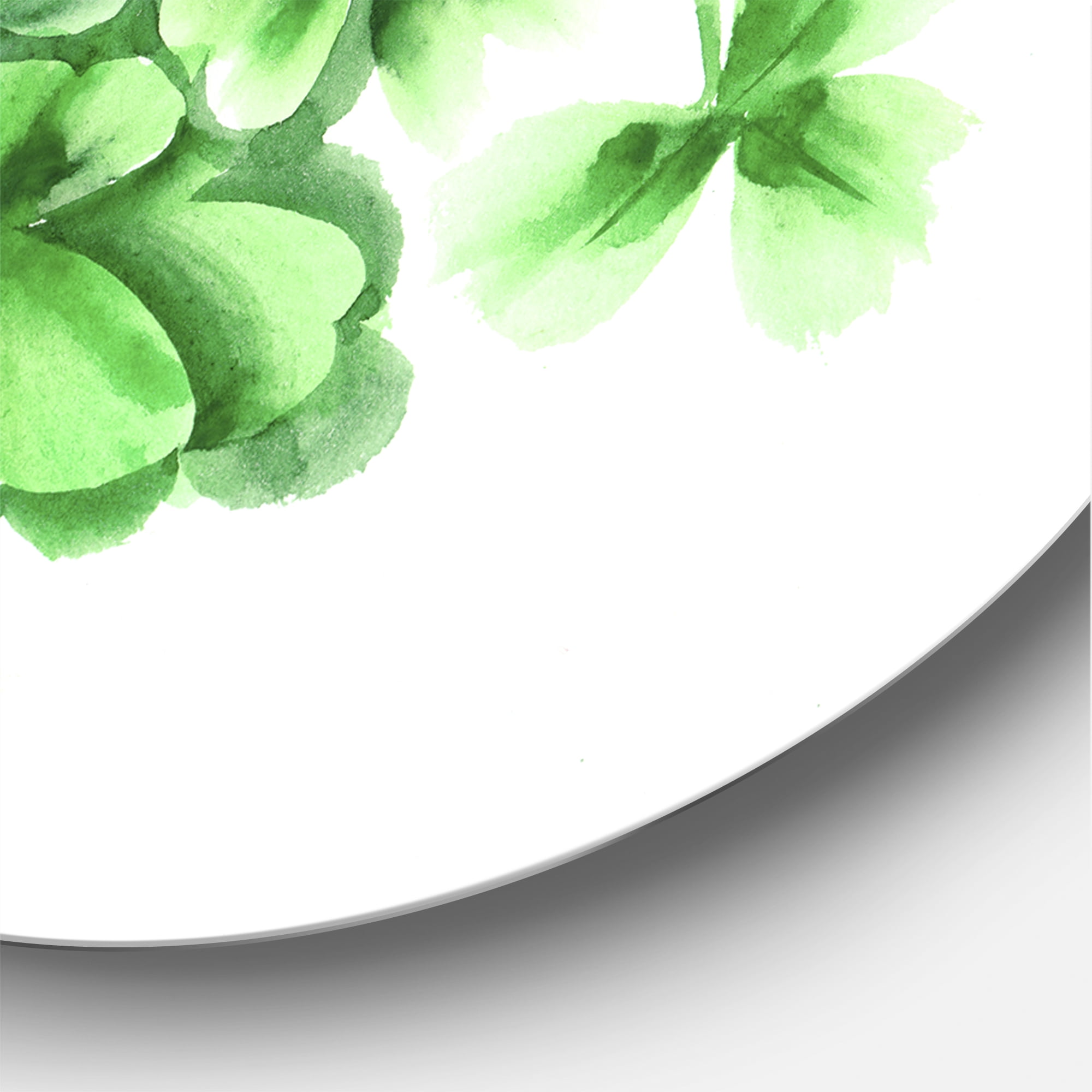 Designart 'Green Vintage Leaves of Shamrock' Traditional Circle Metal Wall Art 11x11 - Disc of 11