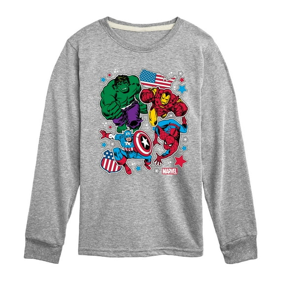 Marvel The Avengers - America Stickers Style - Toddler And Youth Long Sleeve Graphic T-Shirt