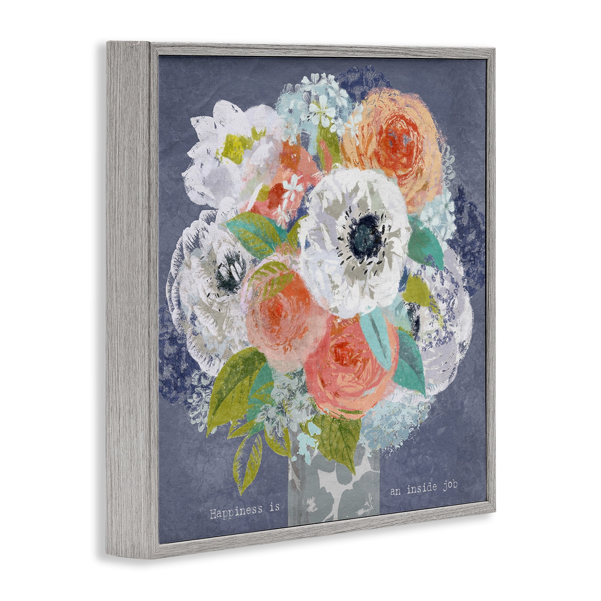 Stupell Industries Happiness Is An Inside Job Gray Framed Giclee Art, design by Suzanne Nicoll