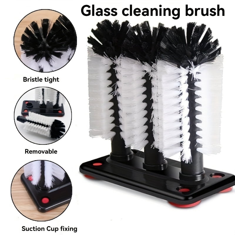 A Brush for Washing Bottles And a Glass Cleaning Device Equipped with a Suction Cup. Ideal for Commercial Applications, Kitchen Sinks, And Household