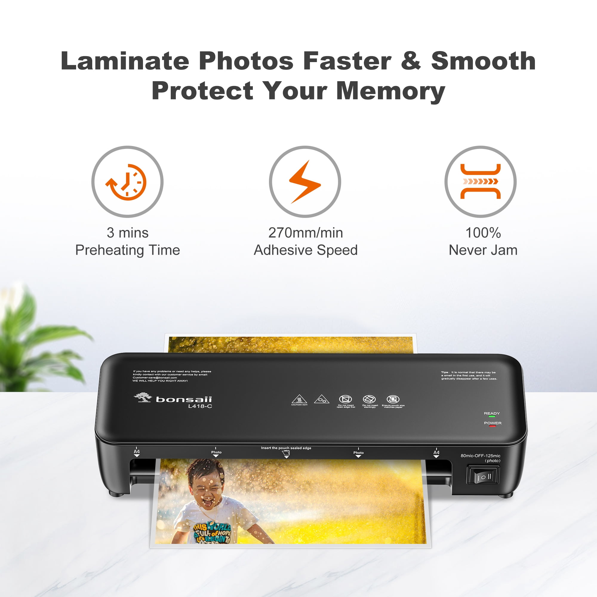 Bonsaii A4 Laminator 9" Thermal Laminating Machine for School Home Office