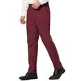 thumbnail image 5 of INSPIRE CHIC Men's Dress Trousers Solid Color Flat Front Skinny Business Pants 36 Burgundy, 5 of 6