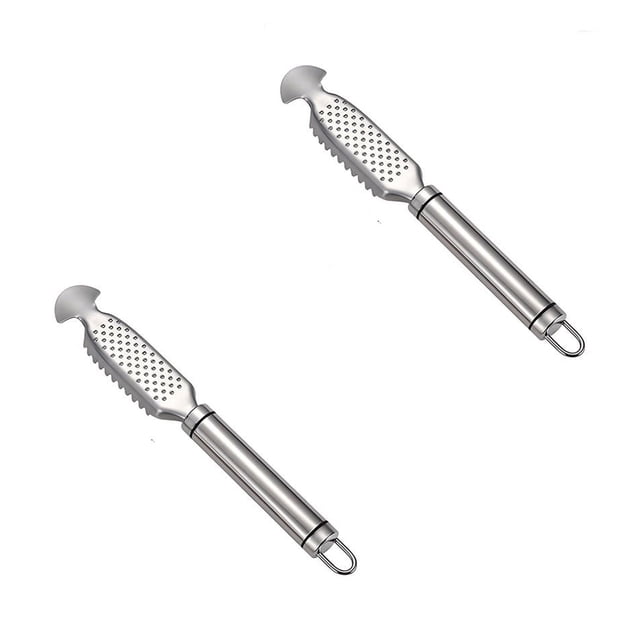Stainless Steel Fish Scale Scraper And Ginger Garlic Grinder For Home Kitchen Use 23 cm