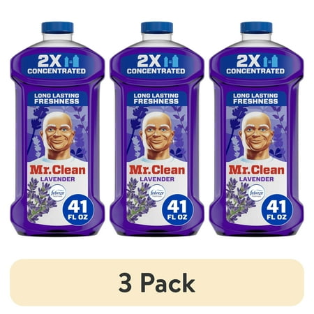 (3 pack) Mr. Clean 2X Concentrated Floor Cleaner, All Purpose Cleaner, Mop Soap, Lavender, 41 fl oz