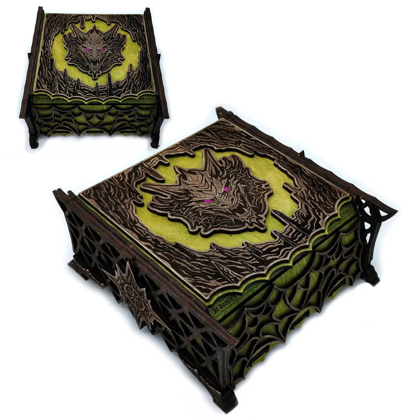 OIUR Dragon Pattern Wooden Box Jewelry Storage Organizer Vintage Collectible Storage Box for Home Decor Friends Gift