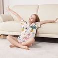 thumbnail image 3 of FORMRS Niños Short Sleeve Top and Pants Pajama Set Unisex Satin 2-Piece Sleepwear, Sizes 5-6Y, Flamingo Pattern, 3 of 8