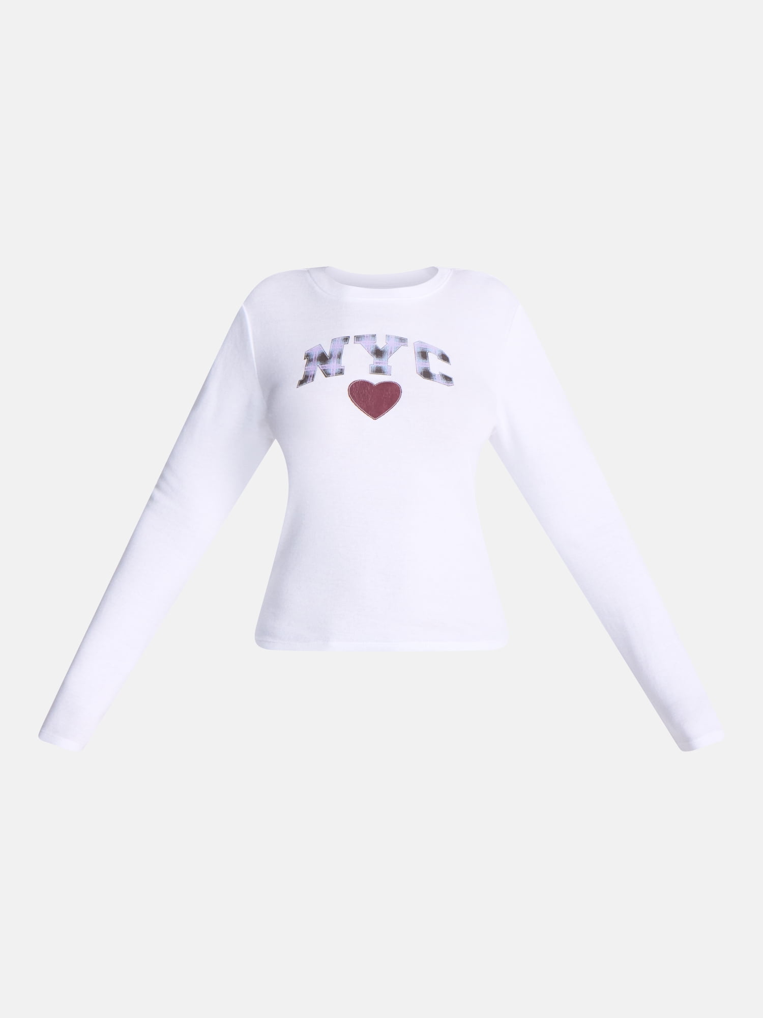 No Boundaries Graphic Baby Cotton Tee with Long Sleeves, Women's XXS-XXL
