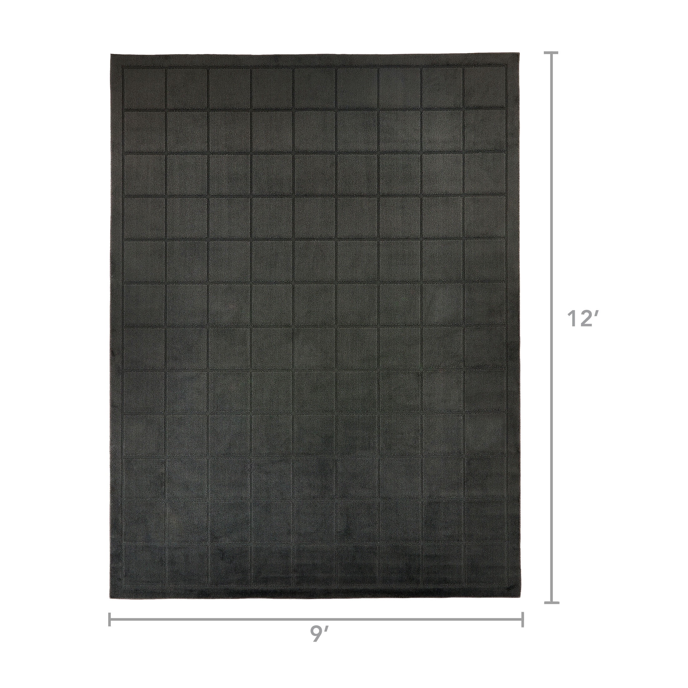 Mainstays Solid High Low Tufted Grid Dark Gray Indoor Area Rug, 9' x 12'