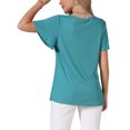 thumbnail image 3 of Summer Tops for Women 2026 Short Sleeve Shirts V Neck Dressy Casual Tunic Tops 2XL Turquoise, 3 of 6