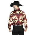 thumbnail image 2 of Men's Burgundy Print Long Sleeve Western Shirt 'El Se&ntilde;or de los Cielos' 44103, 2 of 2