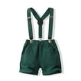 thumbnail image 6 of YuYuBao Toddler Boys Gentleman Sets Solid Color Shirts + Overall Shorts Summer Formal Suit For Kids Boys 2 Piece Outfits6 Months-12 Months 6 Months-12 Months, 6 of 6