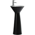 thumbnail image 3 of Fine Fixtures Pyramid Pedestal, Elegant One Piece Pedestal Sink, Center Faucet Hole, Vitreous China, Black, 3 of 10