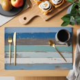 thumbnail image 2 of Blue Wooden Plank Placemats Set of 12, Retro Farmhouse Horizontal Stripes Plank Placemats for Dining Table, Place Mats for Kitchen Tabletop, Waterproof Wipeable Dining Table Mats Set, 2 of 9