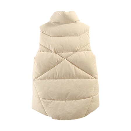 MIASHUI Cotton Vest for Women Autumn Winter Fashion Trend Sleeveless Parka Plus Size Versatile Waistcoat White L