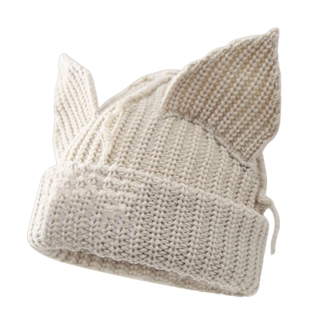 Gorros para mujer, gorros de invierno para mujer, gorros con orejas de gato, gorros bonitos, gorros de lana tejidos, gorros holgados y cálidos