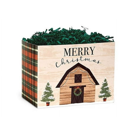6 Pack, Plaid Farmhouse Basket Box, Small 6.75X4X5" for Holiday, Christmas, Party Favor and Event Celebration