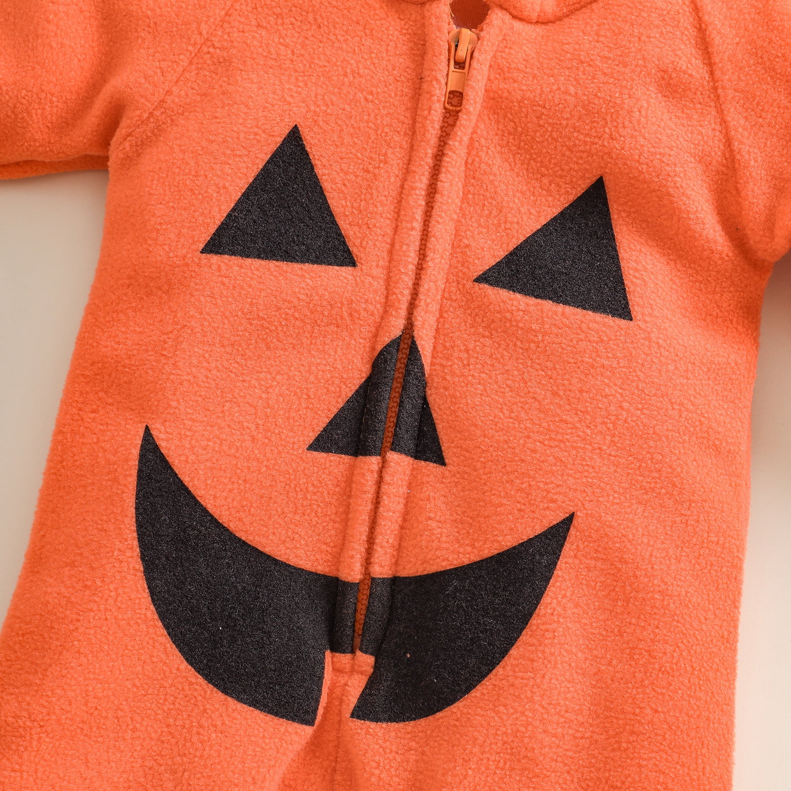 Baby Pumpkin Halloween Costume - Orange Hooded Romper Onesie, Unisex 3-20 Months
