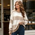 thumbnail image 2 of Sorvello Sweaters for Womens Oversized Sweaters Lightweight Knit Color Block Pullover Sweater Fall Winter Khaki XL, 2 of 5