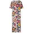 thumbnail image 3 of Gomelly Ladies Sleepwear Crew Neck Pjs Sets Loose Pajama Set Women Casual Dailywear 2 Piece Outfits Short Sleeve Nightwear Gray Flower XS, 3 of 4
