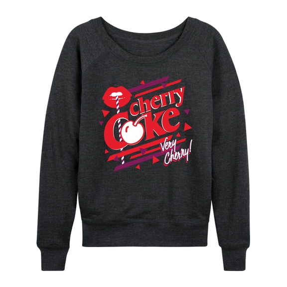 Coca-Cola - Cherry Coke Very Cherry Women's Lightweight French Terry Wide Neck Long Sleeve Graphic Shirt