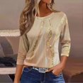 thumbnail image 2 of Xuboway Womens Tops Summer 3/4 Sleeve Casual Floral Print Tops Trendy Crew Neck T-Shirt Blouse Three Quarter Length Tunic Tops, 2 of 4