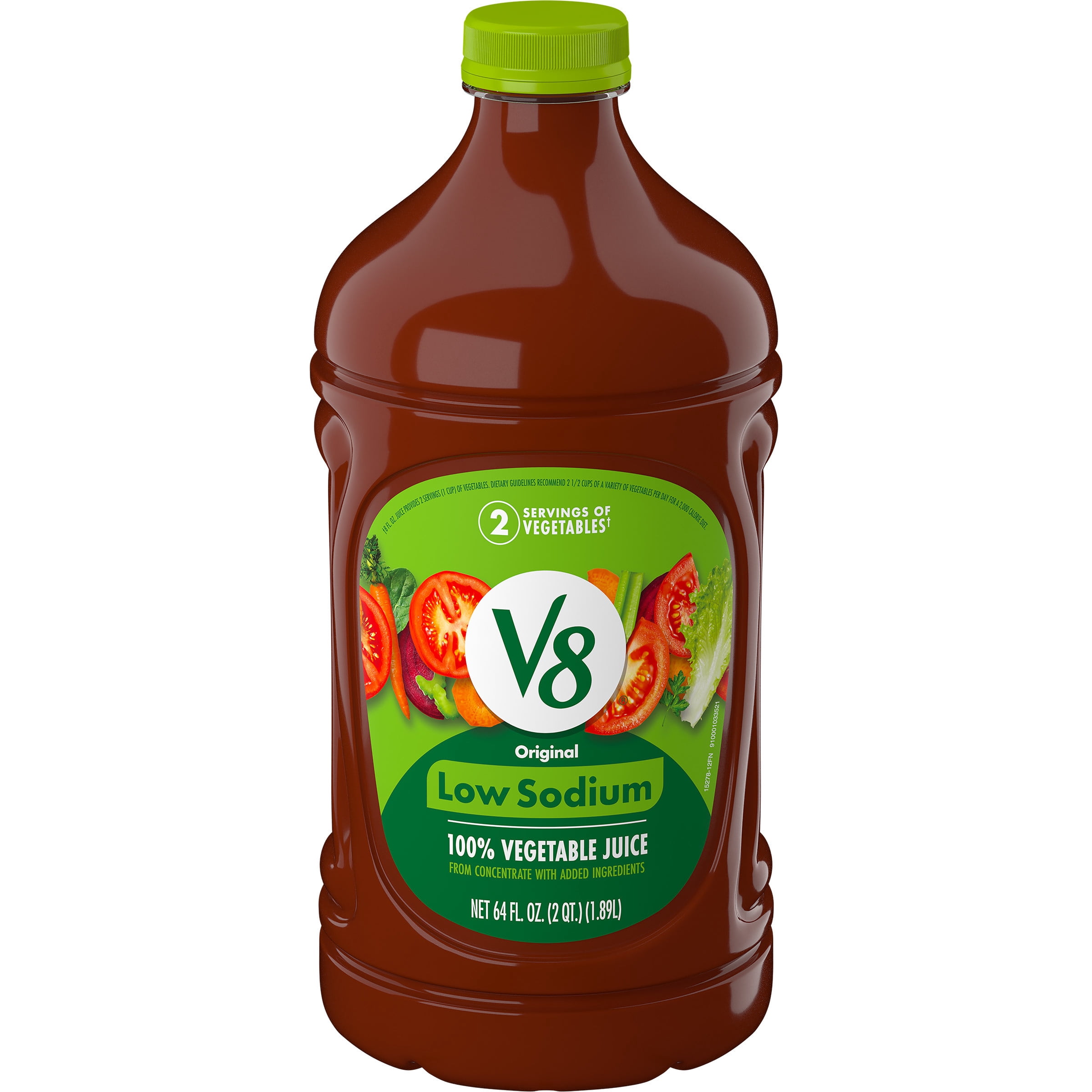 (2 pack) V8 Low Sodium Original 100% Vegetable Juice, 64 fl oz Bottle