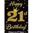 thumbnail image 4 of Glamorous Black Gold Happy 21st Birthday Banner with Glittery Numbers Crown Stars Backdrop Party Decoration Photography Props Birthday Party Supplies, 4 of 8