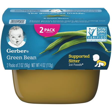 Gerber 1st Foods Green Bean Baby Food, 4 oz. Sleeve (Pack of