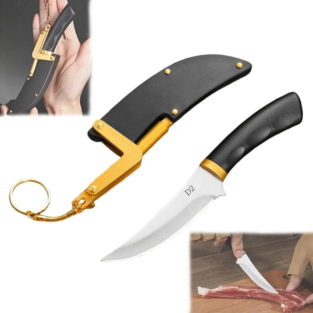 1 Pce Petit Couteau Colibri Multifonction en Acier Inoxydable Fruit / Viande / Outil Extérieur Portable Tranchant Jaune