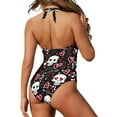 thumbnail image 5 of FKELYI Vintage Skull Love Print One Piece Swimwear for Women Halter Swimsuits Breathable Bathing Suits Polyester Beachwear Cosy Monokini for Ladies Sumemr Vacation Swimming Surfing, 2XL, 5 of 7