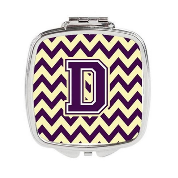 Letter D Chevron Purple & Gold Compact Mirror - Purple & Gold - 3in. H x 0.3in. W x 2.75in. L