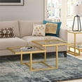 thumbnail image 2 of Pemberly Row Metal Two Tier Glass Top Gold Coffee Table, 2 of 8