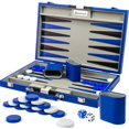 thumbnail image 1 of Set de backgammon Queensell de piel sintética de 38 x 24 x 5,5 cm con accesorios, 1 of 9