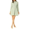 thumbnail image 1 of Vestido de camisa mini floral de manga larga con cuello de solapa y botones para mujer Inspire Chic, verde claro, XL, 1 of 6