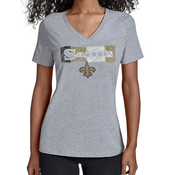 Women's Starter Gray New Orleans Saints Color Shading V-Neck T-Shirt