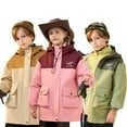 thumbnail image 4 of WOLLED 6-15Y Youth Winter down Hooded Jacket Boys Girls Puffer down Jacket 3-in-1 Coats Big Kids Colorblocking Zipper Puffer down Outwear, 4 of 10