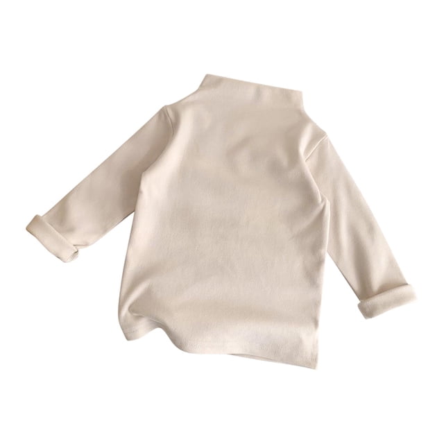 T-Shirt Décontracté pour Enfants 2-10 Ans Couleur Unie Épais Demi-Cou T-Shirt de Base Manches Longues Col Rond