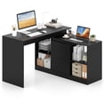 thumbnail image 1 of Gymax 48'' Reversible L-shaped Computer Desk w/2 Doors 4 Open Storage Cubes for Office Black, 1 of 10