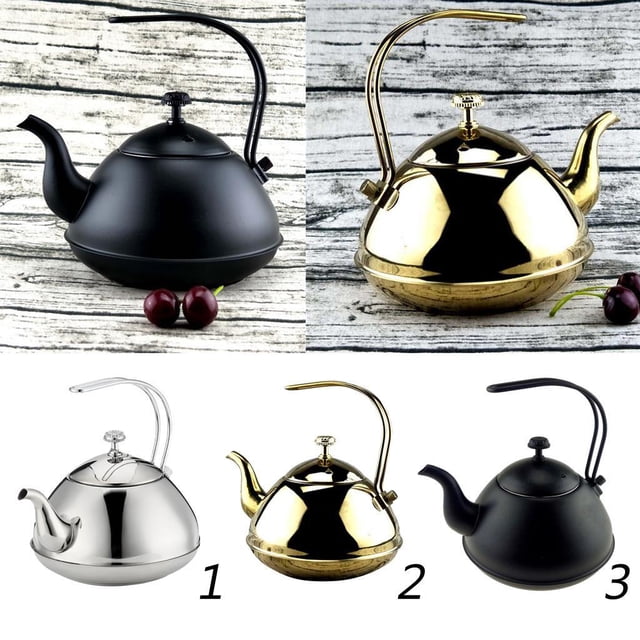 Inteprter 2L Stainless Steel Tea Coffee Kettle Over Silvery Gooseneck Coffee Thin Juegos de servir café y té