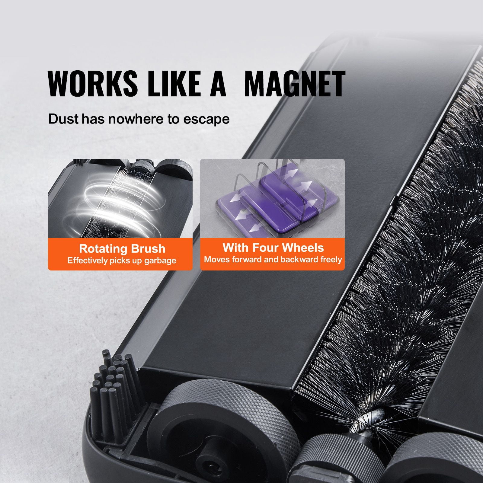 Carpet Sweeper, Manual Floor Sweeper with 300 ml Dustbin Capacity Easy to Empty, 6.7 inch Cleaning Width for Home Office Carpets Pet Hair Dust, Purple