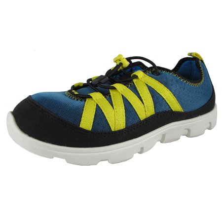 Crocs Athletic Shoes Breathable Mesh Bungee Sneaker, Ocean and Lemon, US 1