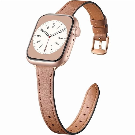 lulufa Slim Leather Band Compatible with Apple Watch Band 40mm 38mm 41mm 42mm 44mm 45mm 46mm Women,Top Grain Genuine Leather Strap Thin Watch Wristband for iWatch Series 10 9 8 7 6 5 4 3 2 1 SE Ultra
