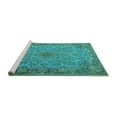 thumbnail image 2 of Ahgly Company Machine Washable Indoor Round Medallion Turquoise Blue Traditional Area Rugs, 3' Round, 2 of 4